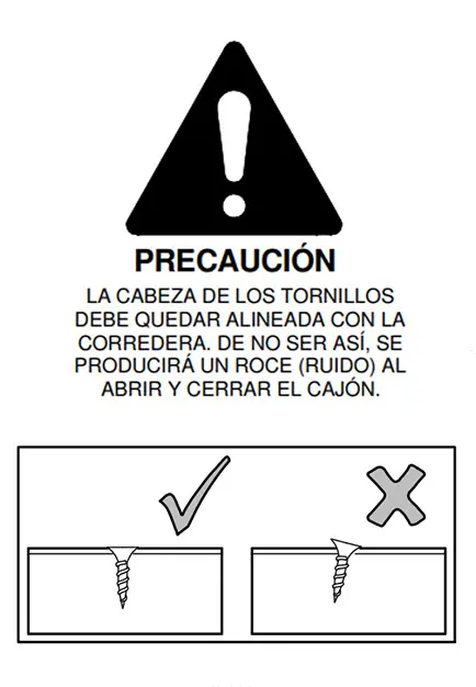 El aviso que recuerda la colocación correcta de los tornillos