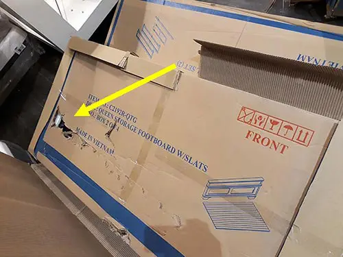 Daños en el exterior de una caja