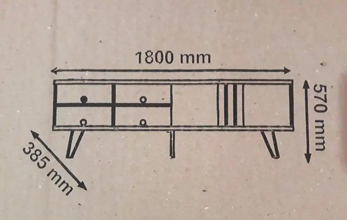 Las medidas de un mueble en la caja del mismo